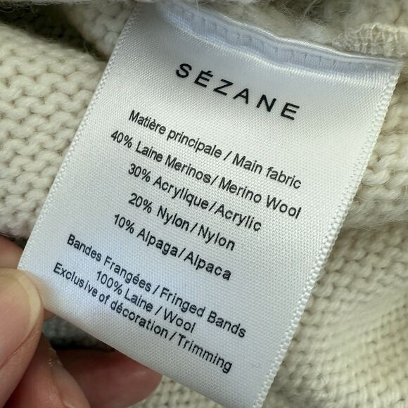 NWOT Sezane Marley Sweater Wool Alpaca Fringe Sequin Cream Ivory White Sz S - Picture 6 of 11